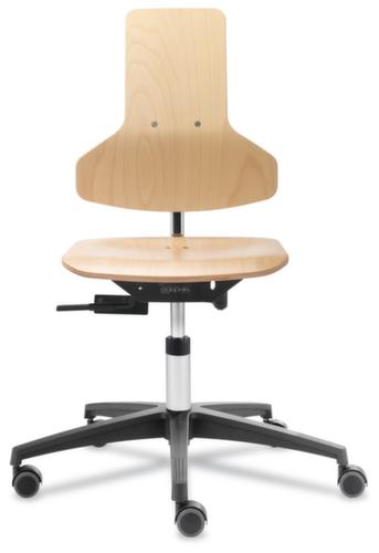 Dauphin Siège d'atelier, assise hêtre nature, avec roulettes