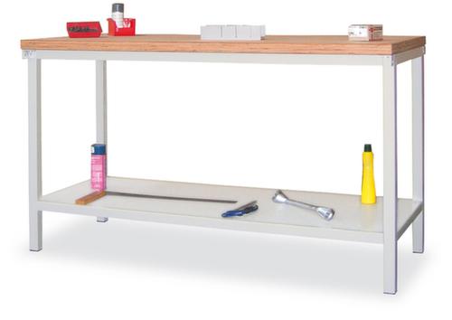 PAVOY Établi avec piètement en gris clair et panneau multiplis hêtre