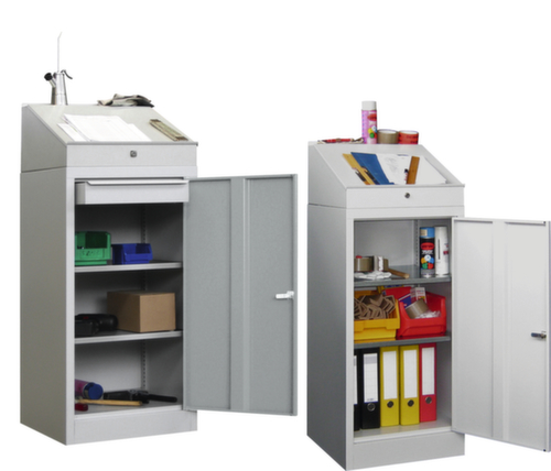 PAVOY Armoire avec pupitre gris clair avec 2 tablettes