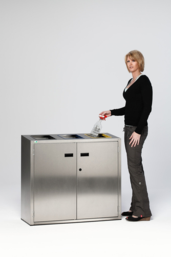 VAR Station de collecte des produits recyclables en acier inoxydable, 3 x 90 l