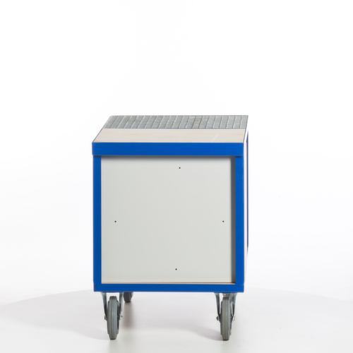 Rollcart Voiture atelier écologique avec cuve et grille étanches à l'huile, force 600 kg, plateau longueur x largeur 1150 x 700 mm