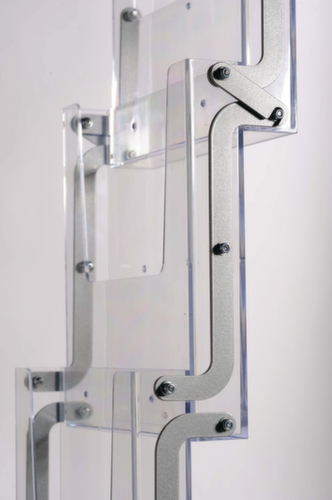 Porte-brochures pliable, 5 tablettes, structure gris argent