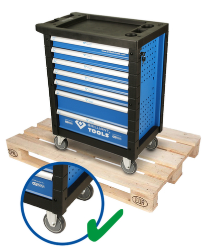 Brilliant Tools BLEU/ARGENT Chariot d'atelier avec 7 tiroirs et 207 outils haut de gamme