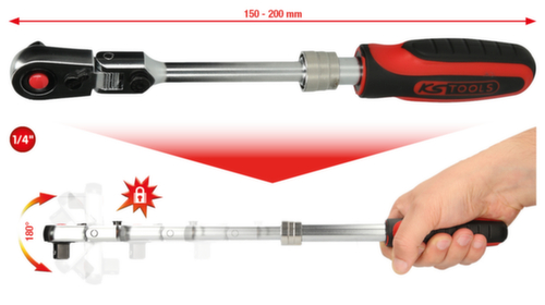 KS Tools Cliquet réversible à joint télescopique 1/4" SlimPOWER