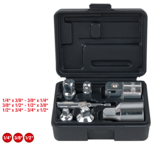 KS Tools Jeu d'adaptateurs d'agrandissement et de réduction 1/4"+3/8"+1/2"+3/4" CHROMEplus