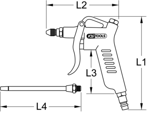 KS Tools Pistolet de soufflage à air comprimé avec extension