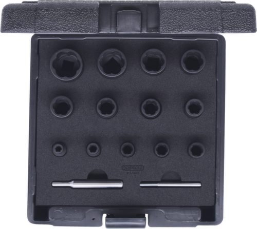 KS Tools Jeu de douilles électriques à profil spiralé 1/4"+1/2"