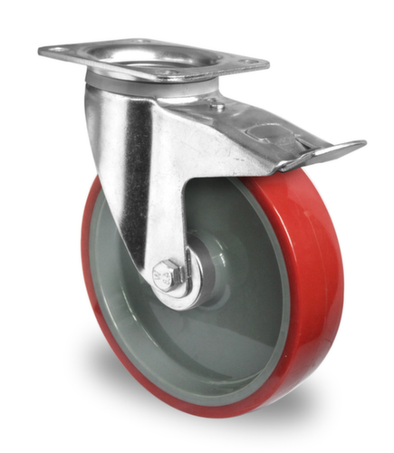 Cascoo Roulette pivotante avec frein total, force 130 kg, polyamide bandage