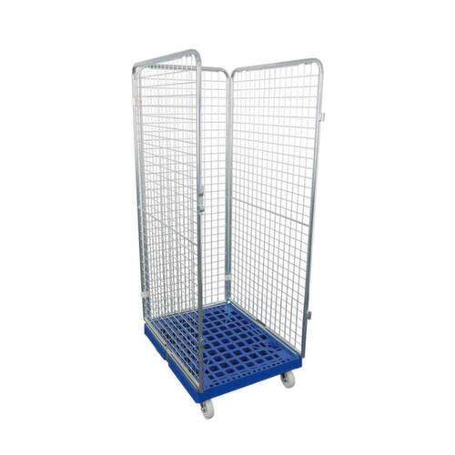 Bac sur roulettes rolltainer® avec 3 parois et porte