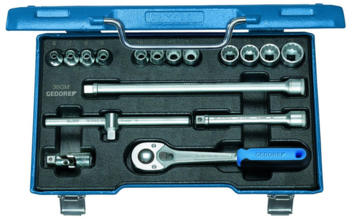 30 GMU-10 Jeu de douilles 3/8" 17 pièces 6 pans 6-19 mm