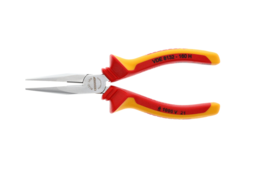 VDE 8132-160 H Pince VDE à bec plat avec isolation par gaine 160 mm