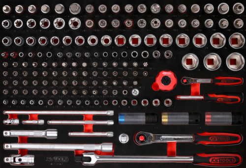 KS Tools 1/4" + 1/2" socket set in foam insert