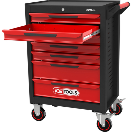 KS Tools ECOline BLACK/ROT Chariot d'atelier avec 7 tiroirs et 598 outils haut de gamme