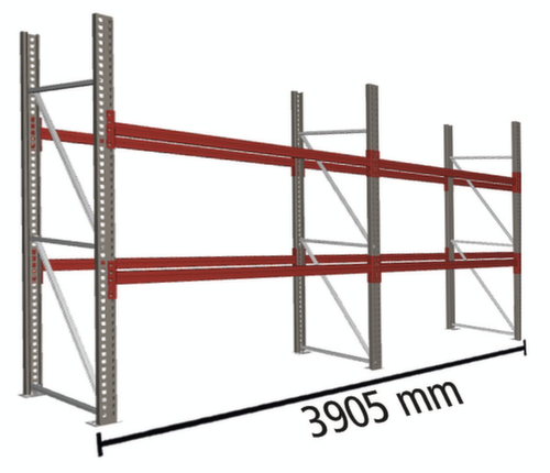 META Rayonnage à palettes MULTIPAL pour 12 palettes, largeur 3905 mm, 3 niveaux de stockage