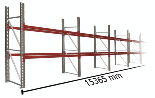 META Rayonnage à palettes MULTIPAL pour 48 palettes, largeur 15365 mm, 2 niveaux de stockage
