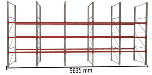 META Rayonnage à palettes MULTIPAL pour 40 palettes, largeur 9635 mm, 4 niveaux de stockage