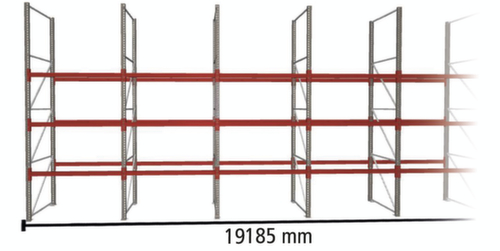 META Rayonnage à palettes MULTIPAL pour 80 palettes, largeur 19185 mm, 4 niveaux de stockage