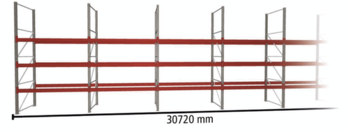 META Rayonnage à palettes MULTIPAL pour 132 palettes, largeur 30720 mm, 4 niveaux de stockage