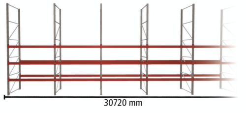 META Rayonnage à palettes MULTIPAL pour 132 palettes, largeur 30720 mm, 4 niveaux de stockage