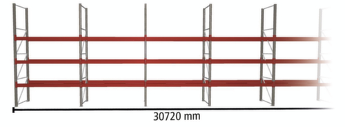 META Rayonnage à palettes MULTIPAL pour 88 palettes, largeur 30720 mm, 4 niveaux de stockage