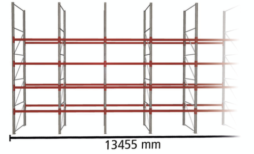 META Rayonnage à palettes MULTIPAL pour 70 palettes, largeur 13455 mm, 5 niveaux de stockage