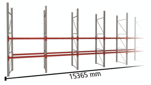 META Rayonnage à palettes MULTIPAL pour 72 palettes, largeur 15365 mm, 3 niveaux de stockage