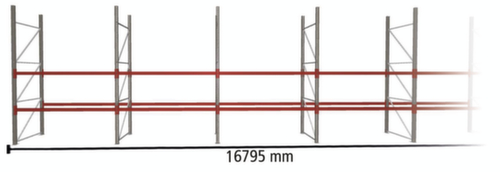 META Rayonnage à palettes MULTIPAL pour 54 palettes, largeur 16795 mm, 3 niveaux de stockage