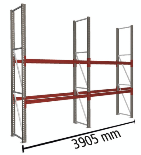 META Rayonnage à palettes MULTIPAL pour 6 palettes, largeur 3905 mm, 3 niveaux de stockage
