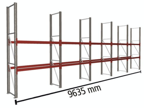META Rayonnage à palettes MULTIPAL pour 15 palettes, largeur 9635 mm, 3 niveaux de stockage