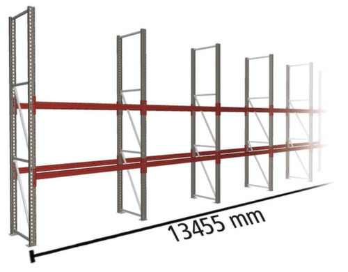 META Rayonnage à palettes MULTIPAL pour 21 palettes, largeur 13455 mm, 3 niveaux de stockage