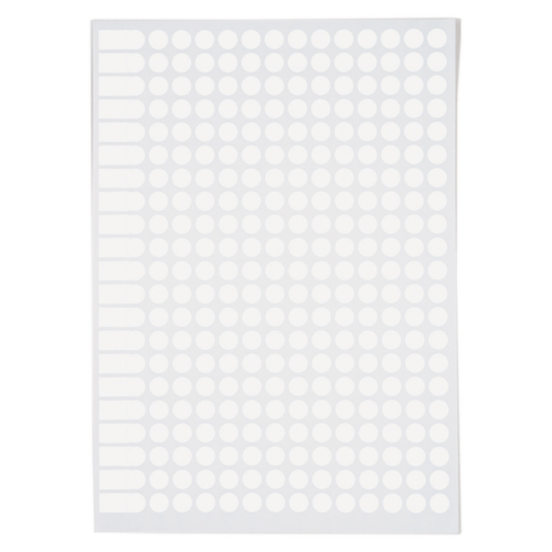 Pastille blanche adhésif permanent en planche A5 30 mm diam