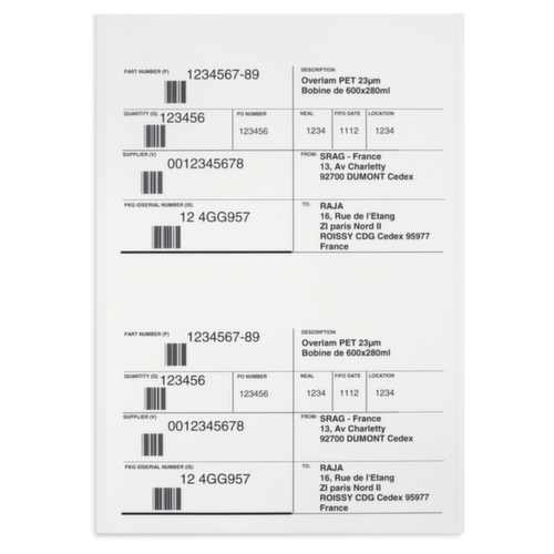 Etiquette adhésive extra-résistante 210 x 148 mm