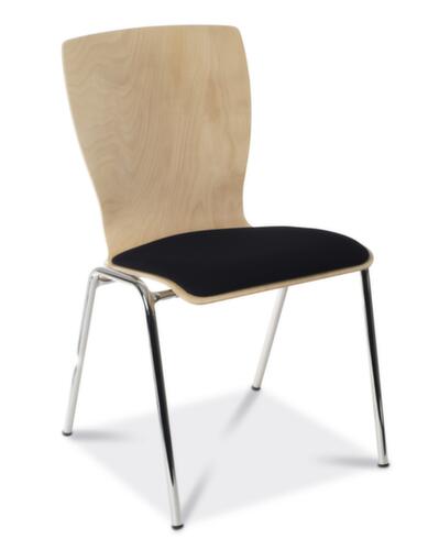 Houten kuipstoel met verchroomd 4-voetonderstel