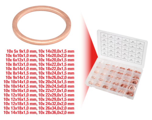 Assortiment koperen afdichtringen