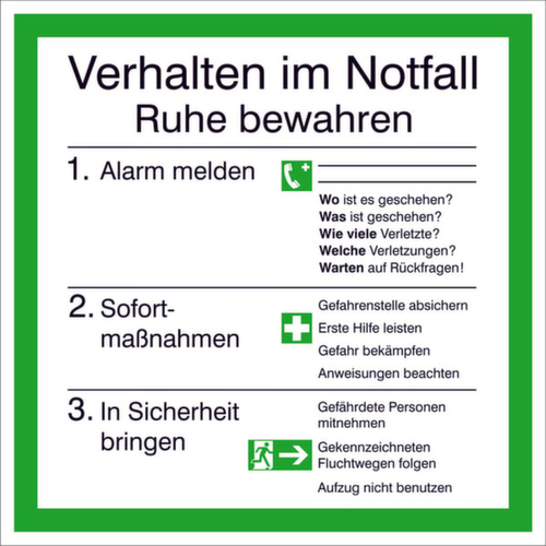 affiche SafetyMarking® voor bedrijf, "Gedrag in noodgevallen"