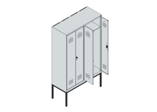 C+P Locker met zitbank Classic Plus voor scheiding van kleding, vakbreedte 300 mm