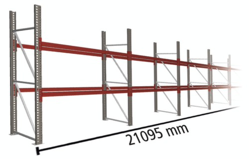 META Palletstelling MULTIPAL voor 66 pallets, 21095 mm breed, 3 opslagniveaus