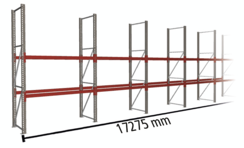 META Palletstelling MULTIPAL voor 54 pallets, 17275 mm breed, 3 opslagniveaus