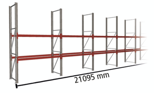 META Palletstelling MULTIPAL voor 66 pallets, 21095 mm breed, 3 opslagniveaus