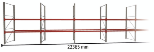 META Palletstelling MULTIPAL voor 72 pallets, 22365 mm breed, 3 opslagniveaus