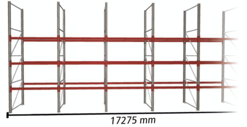 META Palletstelling MULTIPAL voor 72 pallets, 17275 mm breed, 4 opslagniveaus