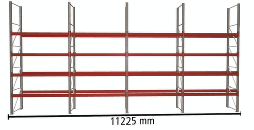 META Palletstelling MULTIPAL voor 40 pallets, 11225 mm breed, 5 opslagniveaus