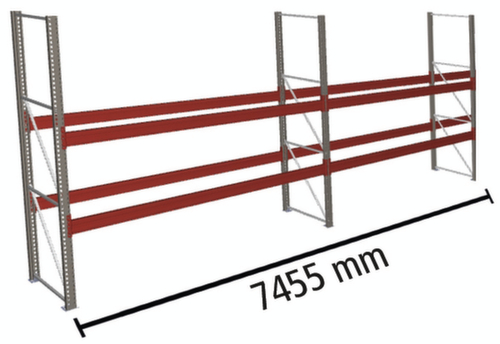 META Palletstelling MULTIPAL voor 24 pallets, 7455 mm breed, 3 opslagniveaus