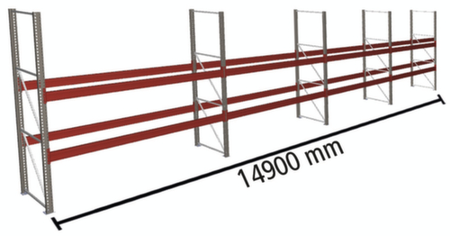META Palletstelling MULTIPAL voor 48 pallets, 14900 mm breed, 3 opslagniveaus