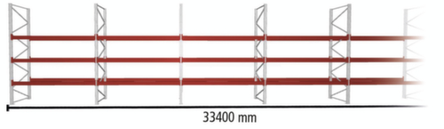 META Palletstelling MULTIPAL voor 144 pallets, 33400 mm breed, 4 opslagniveaus