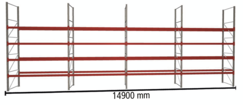 META Palletstelling MULTIPAL voor 80 pallets, 14900 mm breed, 5 opslagniveaus