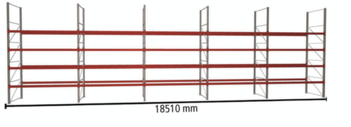 META Palletstelling MULTIPAL voor 100 pallets, 18510 mm breed, 5 opslagniveaus