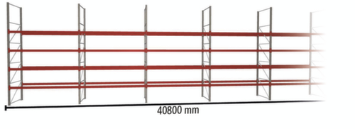 META Palletstelling MULTIPAL voor 220 pallets, 40800 mm breed, 5 opslagniveaus