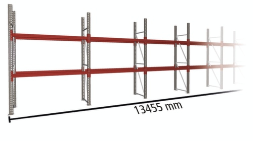 META Palletstelling MULTIPAL voor 21 pallets, 13455 mm breed, 3 opslagniveaus