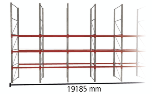 META Palletstelling MULTIPAL voor 40 pallets, 19185 mm breed, 4 opslagniveaus